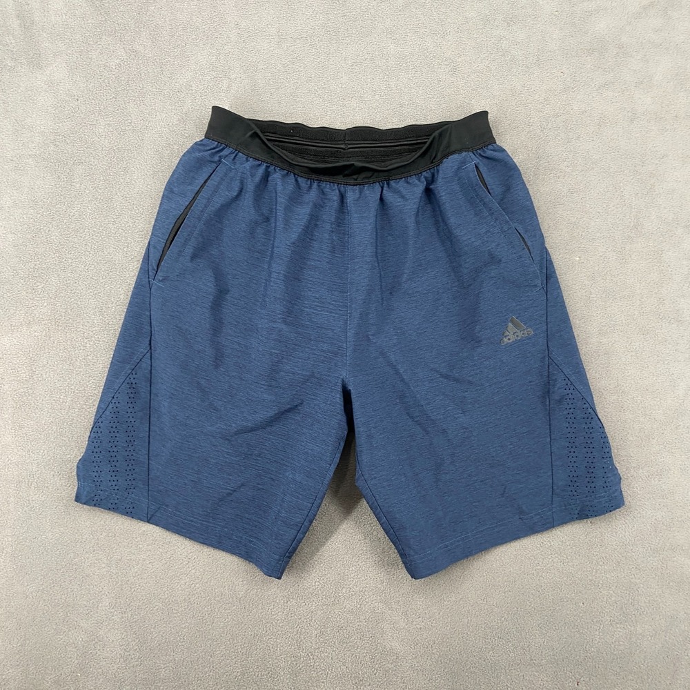 Adidas Athletic Shorts Mens Medium Blue‎ Side Slit Drawstring Running Athleisure